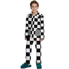 Chess-board-background-design Kids  Long Sleeve Velvet Pajamas Set by Salman4z