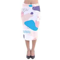 Hand-drawn-abstract-organic-shapes-background Velvet Midi Pencil Skirt by Salman4z