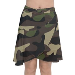 Texture-military-camouflage-repeats-seamless-army-green-hunting Chiffon Wrap Front Skirt by Salman4z