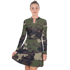 Texture-military-camouflage-repeats-seamless-army-green-hunting Long Sleeve Panel Dress by Salman4z