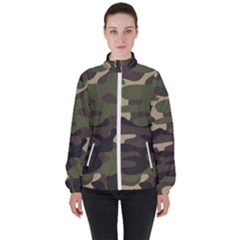 Texture-military-camouflage-repeats-seamless-army-green-hunting Women s High Neck Windbreaker by Salman4z