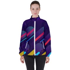 Colorful-abstract-background Women s High Neck Windbreaker by Salman4z