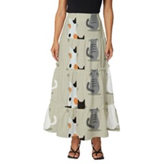 Cute-cat-seamless-pattern Tiered Ruffle Maxi Skirt by Salman4z