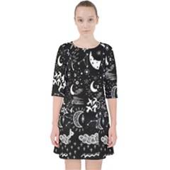 Vector-set-sketch-drawn-with-space Quarter Sleeve Pocket Dress by Salman4z