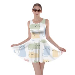 Cute-cat-colorful-cartoon-doodle-seamless-pattern Skater Dress by Salman4z