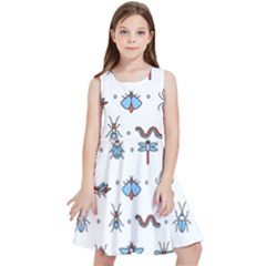 Insects-icons-square-seamless-pattern Kids  Skater Dress by Salman4z