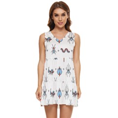 Insects-icons-square-seamless-pattern Tiered Sleeveless Mini Dress by Salman4z