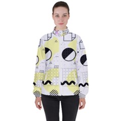 Graphic-design-geometric-background Women s High Neck Windbreaker by Salman4z