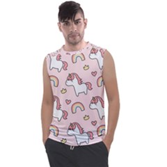 Cute-unicorn-rainbow-seamless-pattern-background Men s Regular Tank Top by Salman4z