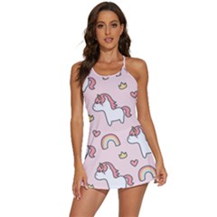 Cute-unicorn-rainbow-seamless-pattern-background 2-in-1 Flare Activity Dress by Salman4z