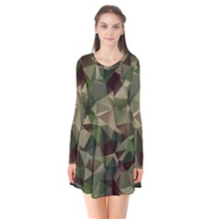 Abstract-vector-military-camouflage-background Long Sleeve V-neck Flare Dress by Salman4z