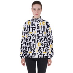 Letters-pattern Women s High Neck Windbreaker by Salman4z