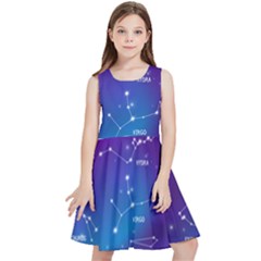 Realistic-night-sky-poster-with-constellations Kids  Skater Dress by Salman4z