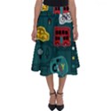 Seamless-pattern-hand-drawn-with-vehicles-buildings-road Perfect Length Midi Skirt View1