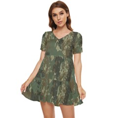 Camouflage-splatters-background Tiered Short Sleeve Babydoll Dress by Salman4z