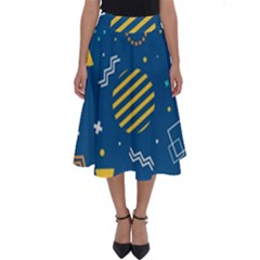 Flat-design-geometric-shapes-background Perfect Length Midi Skirt by Salman4z