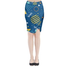 Flat-design-geometric-shapes-background Midi Wrap Pencil Skirt by Salman4z