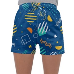 Flat-design-geometric-shapes-background Sleepwear Shorts by Salman4z