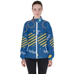 Flat-design-geometric-shapes-background Women s High Neck Windbreaker by Salman4z