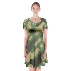 Camouflage-pattern-background Short Sleeve V-neck Flare Dress by Salman4z