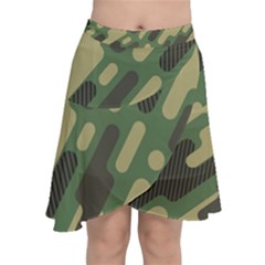 Camouflage-pattern-background Chiffon Wrap Front Skirt by Salman4z