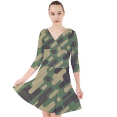 Camouflage-pattern-background Quarter Sleeve Front Wrap Dress by Salman4z