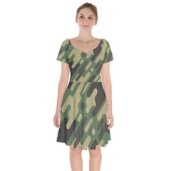 Camouflage-pattern-background Short Sleeve Bardot Dress by Salman4z