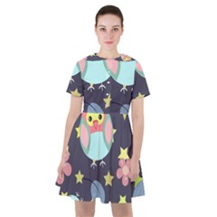 Owl-stars-pattern-background Sailor Dress by Salman4z