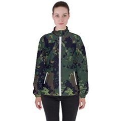 Military Background Grunge Women s High Neck Windbreaker by pakminggu