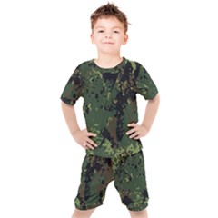 Military Background Grunge Kids  Tee And Shorts Set by pakminggu