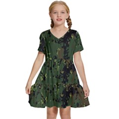 Military Background Grunge Kids  Short Sleeve Tiered Mini Dress by pakminggu