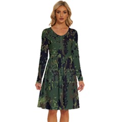 Military Background Grunge Long Sleeve Dress With Pocket by pakminggu