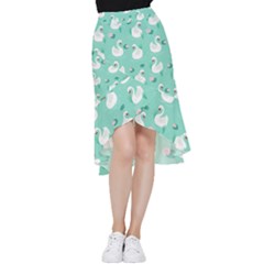 Elegant Swan Seamless Pattern Frill Hi Low Chiffon Skirt by pakminggu