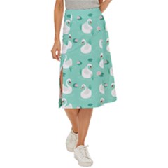 Elegant Swan Seamless Pattern Midi Panel Skirt by pakminggu