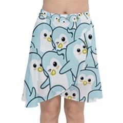 Penguins Pattern Chiffon Wrap Front Skirt by pakminggu