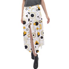 Flat Geometric Shapes Background Velour Split Maxi Skirt by pakminggu