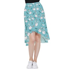 Elegant Swan Pattern Design Frill Hi Low Chiffon Skirt by pakminggu