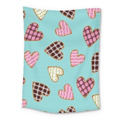 Seamless Pattern With Heart Shaped Cookies With Sugar Icing Medium Tapestry by pakminggu