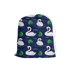 Swan Pattern Elegant Design Drawstring Pouch (large) by pakminggu