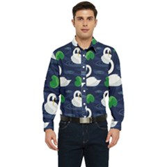 Swan Pattern Elegant Design Men s Long Sleeve  Shirt by pakminggu