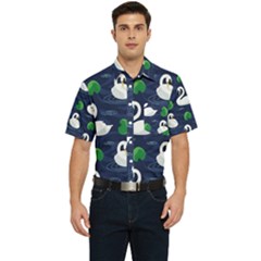 Swan Pattern Elegant Design Men s Short Sleeve Pocket Shirt  by pakminggu