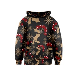 Christmas Pattern With Snowflakes Berries Kids  Pullover Hoodie by pakminggu