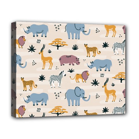 Wild Animals Seamless Pattern Deluxe Canvas 20  X 16  (stretched) by pakminggu