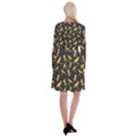 Background With Golden Birds Long Sleeve Velvet Front Wrap Dress View2