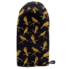 Background With Golden Birds Microwave Oven Glove by pakminggu