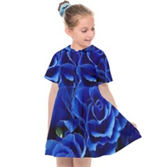 Blue Roses Flowers Plant Romance Blossom Bloom Nature Flora Petals Kids  Sailor Dress by pakminggu