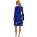 Blue Roses Flowers Plant Romance Blossom Bloom Nature Flora Petals Long Sleeve Dress With Pocket View4