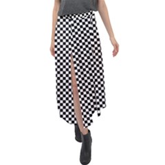 Black And White Checkerboard Background Board Checker Velour Split Maxi Skirt by pakminggu