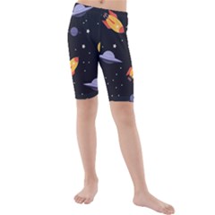 Cosmos Rockets Spaceships Ufos Kids  Mid Length Swim Shorts by pakminggu