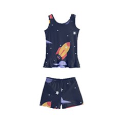 Cosmos Rockets Spaceships Ufos Kids  Boyleg Swimsuit by pakminggu